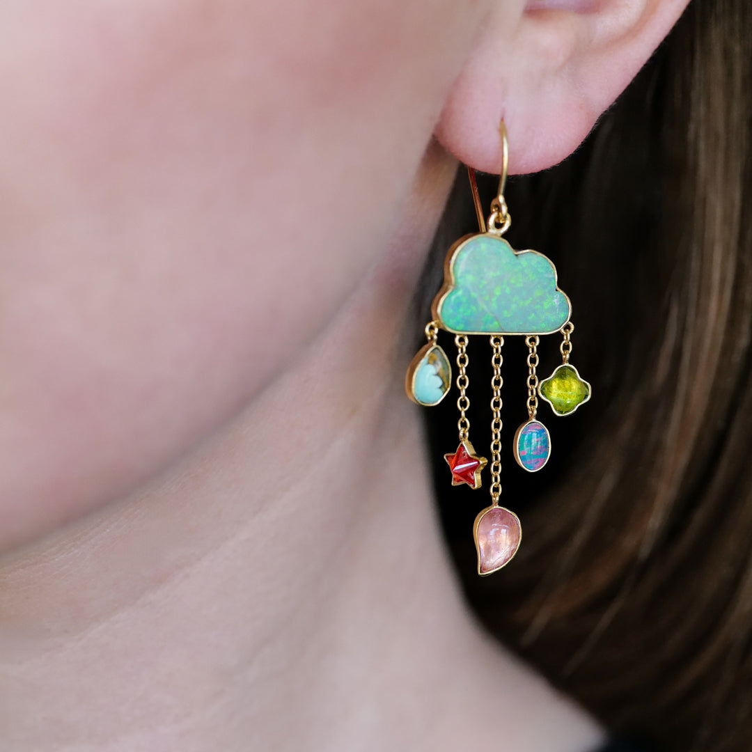 Petite Cloud and Rain Drop Earrings