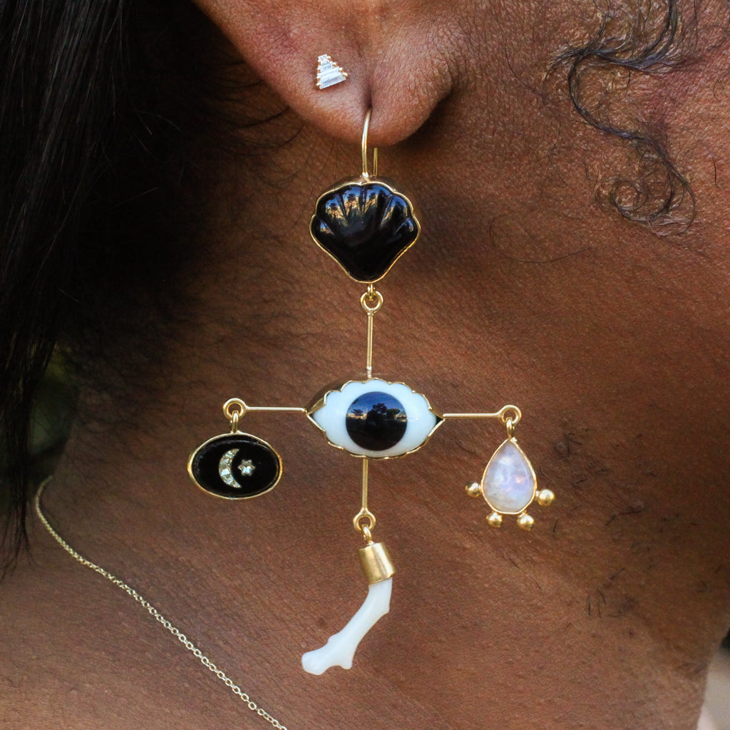 Eye Cross Drop Earrings