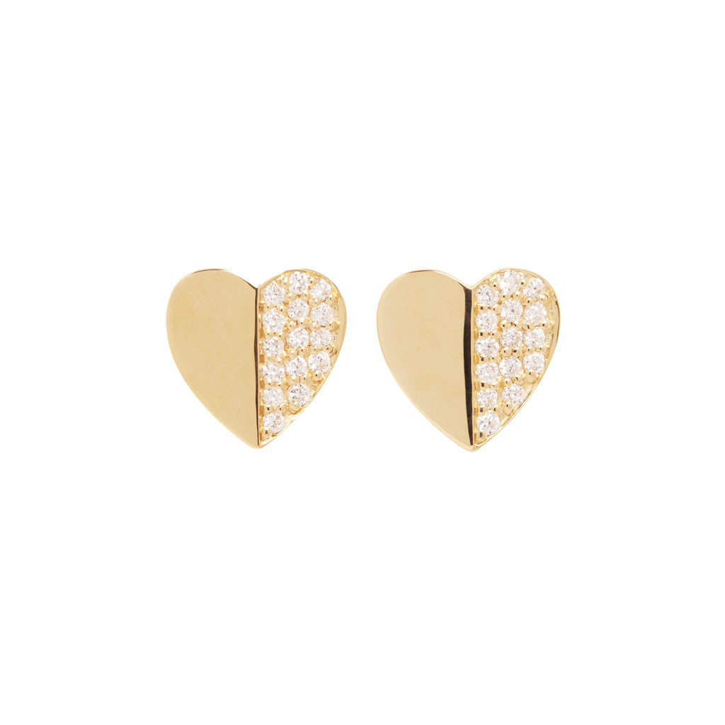 Tiny Heart Diamond Pavé Studs