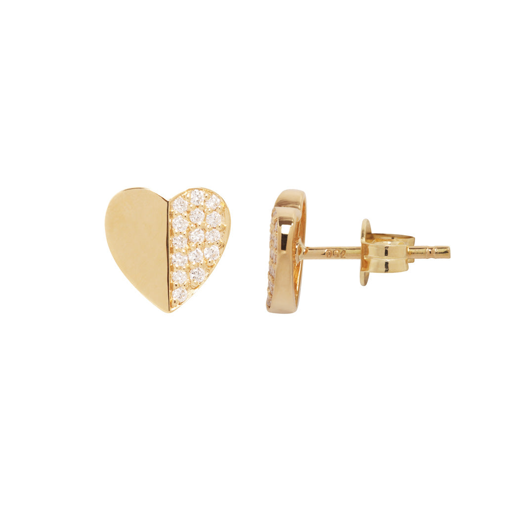 Tiny Heart Diamond Pavé Studs