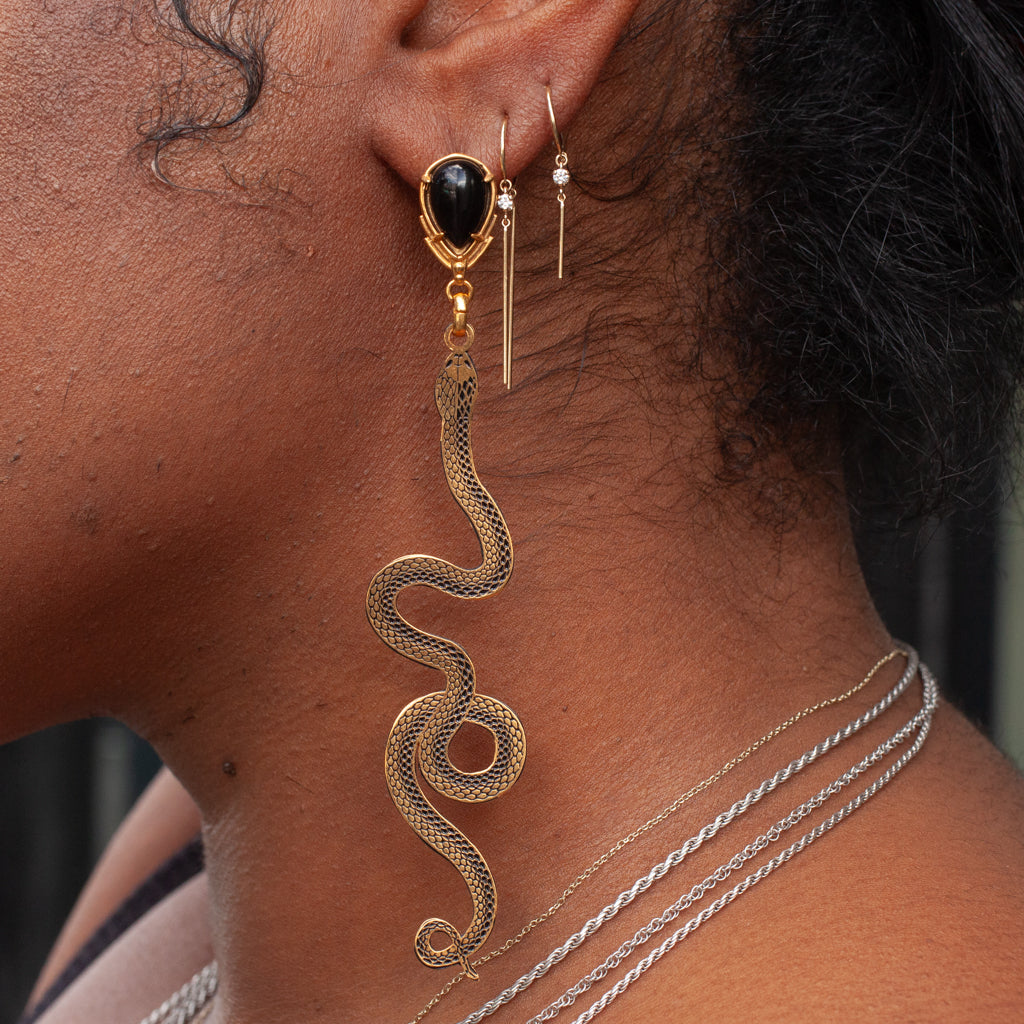 Asymmetrical Golden Vipers Earrings