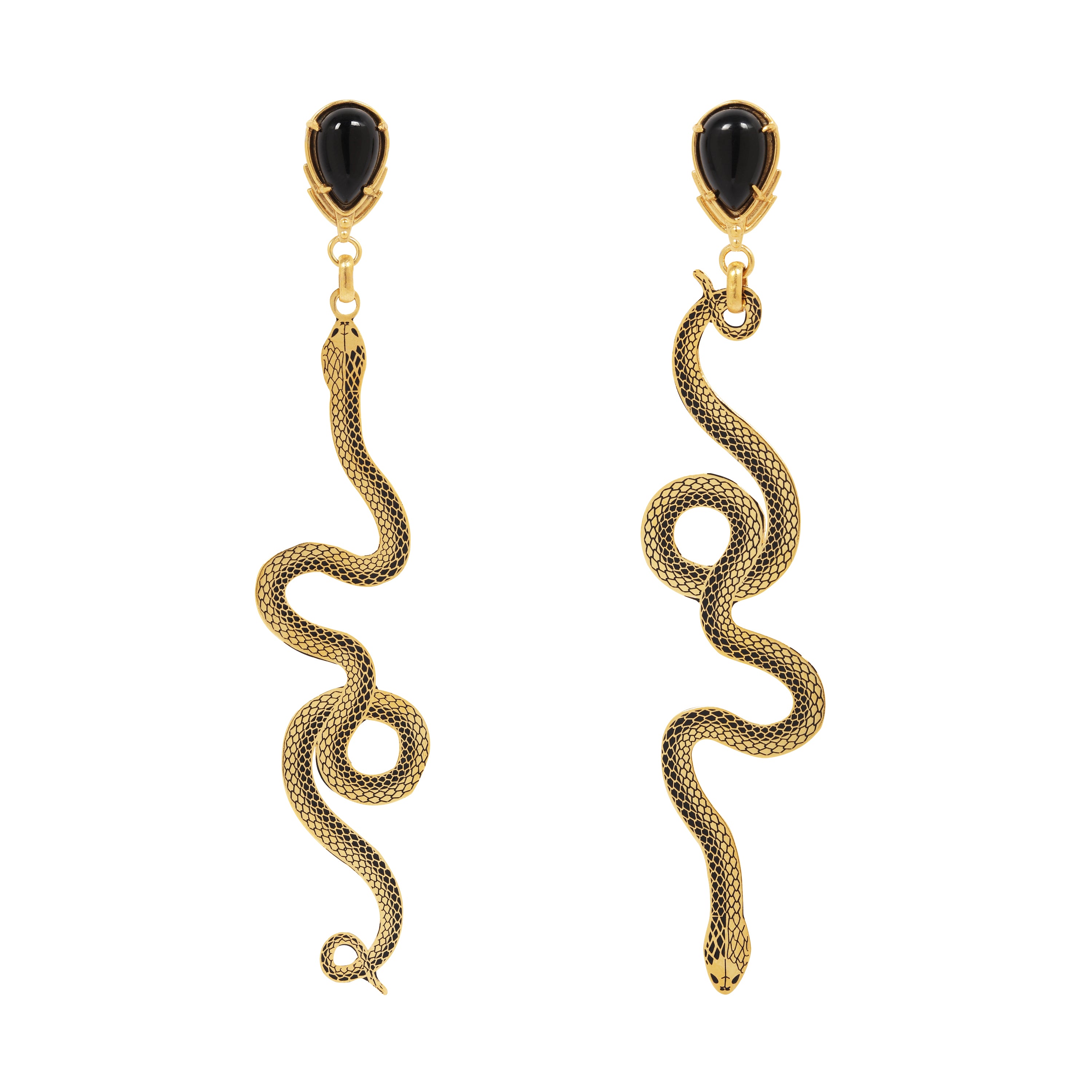 Asymmetrical Golden Vipers Earrings