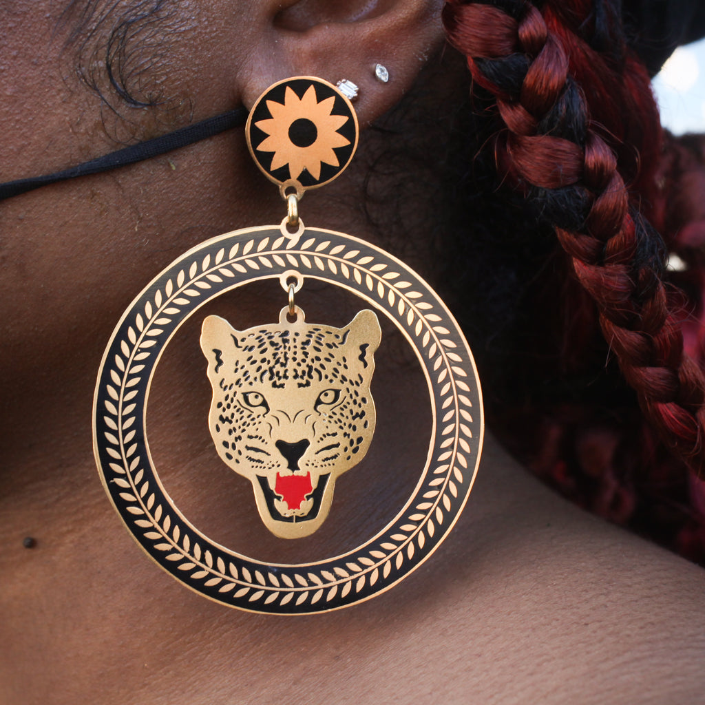 Bold Jaguar Face Earrings