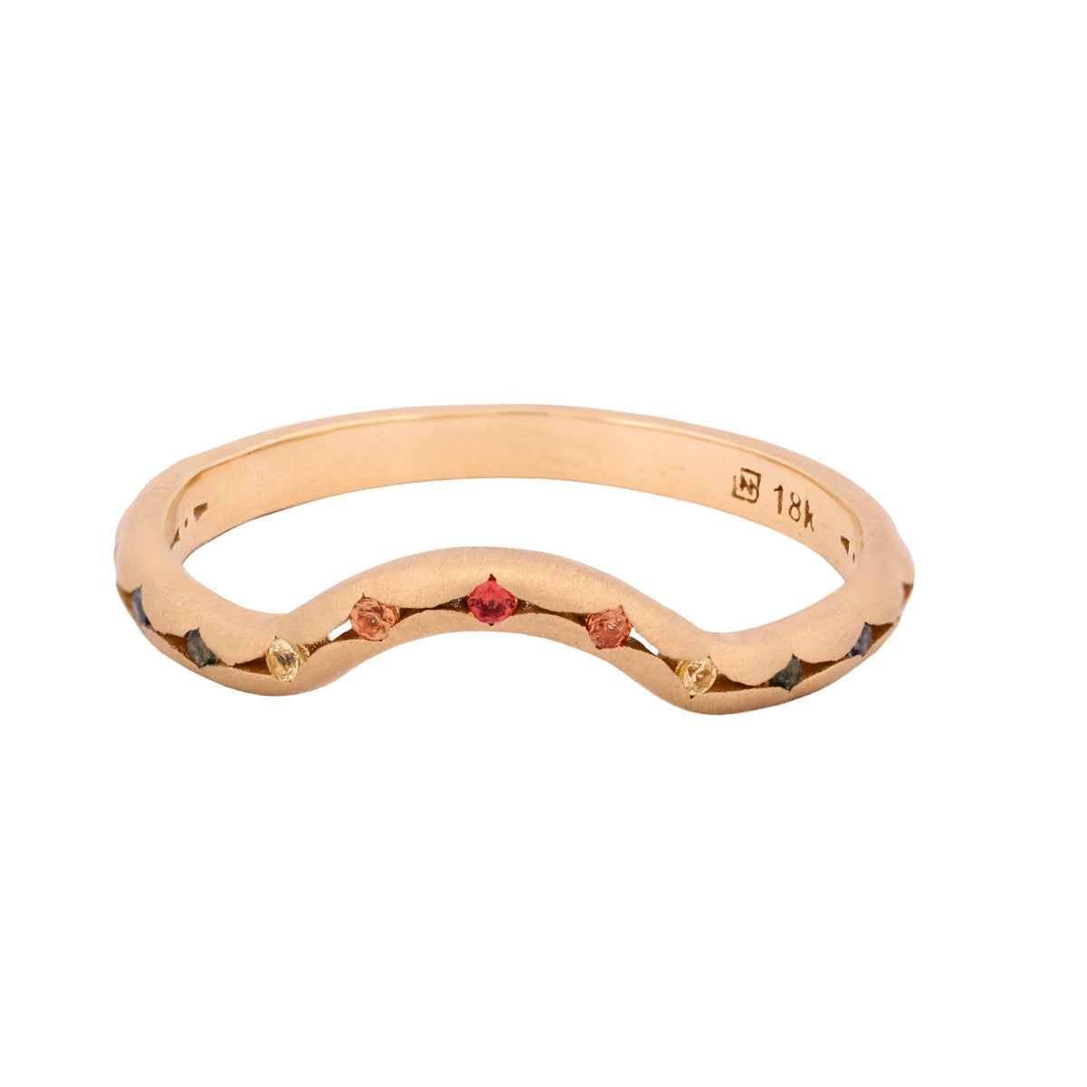 Rainbow Curved Scallop Band - 2mm
