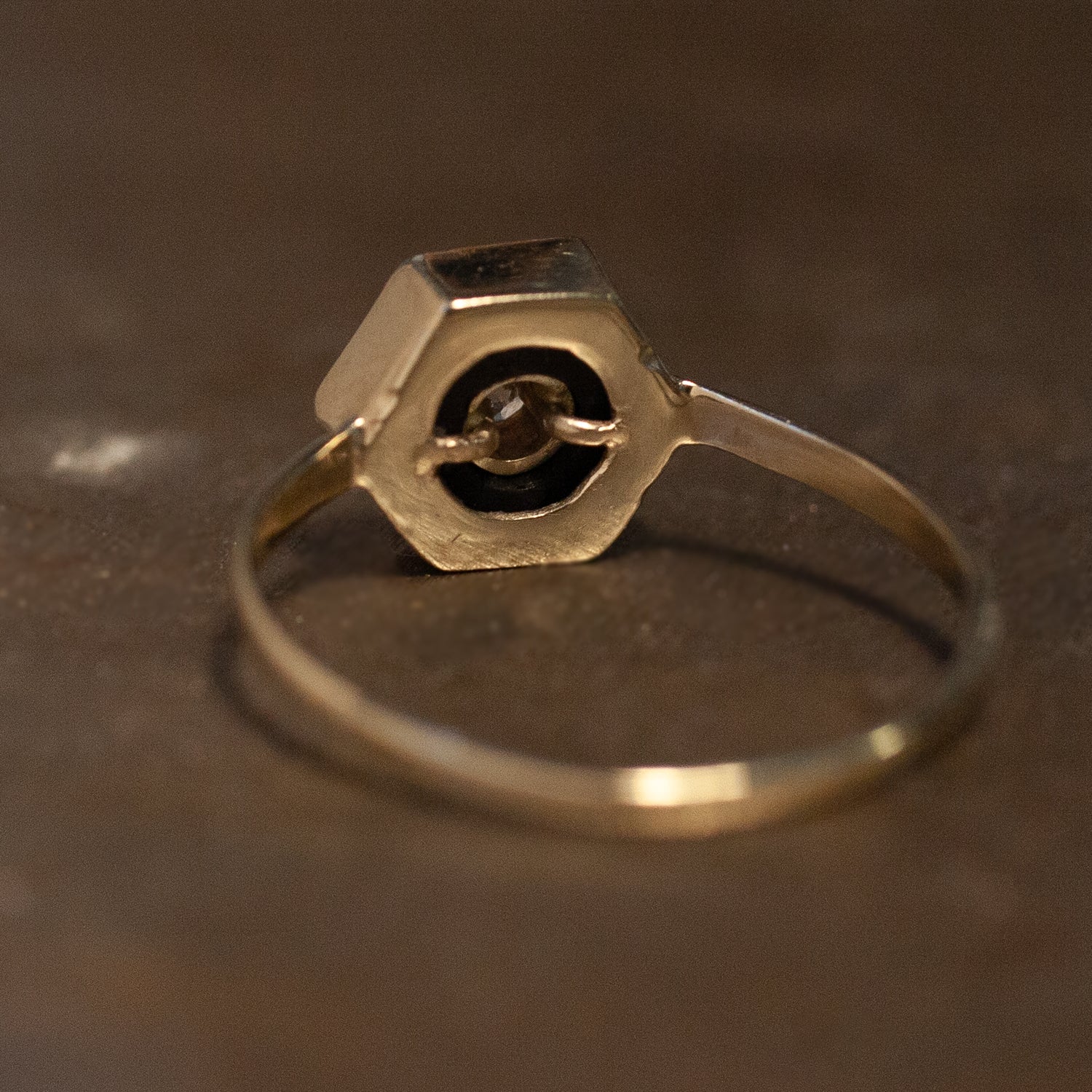 Diamond Hex Onyx Ring