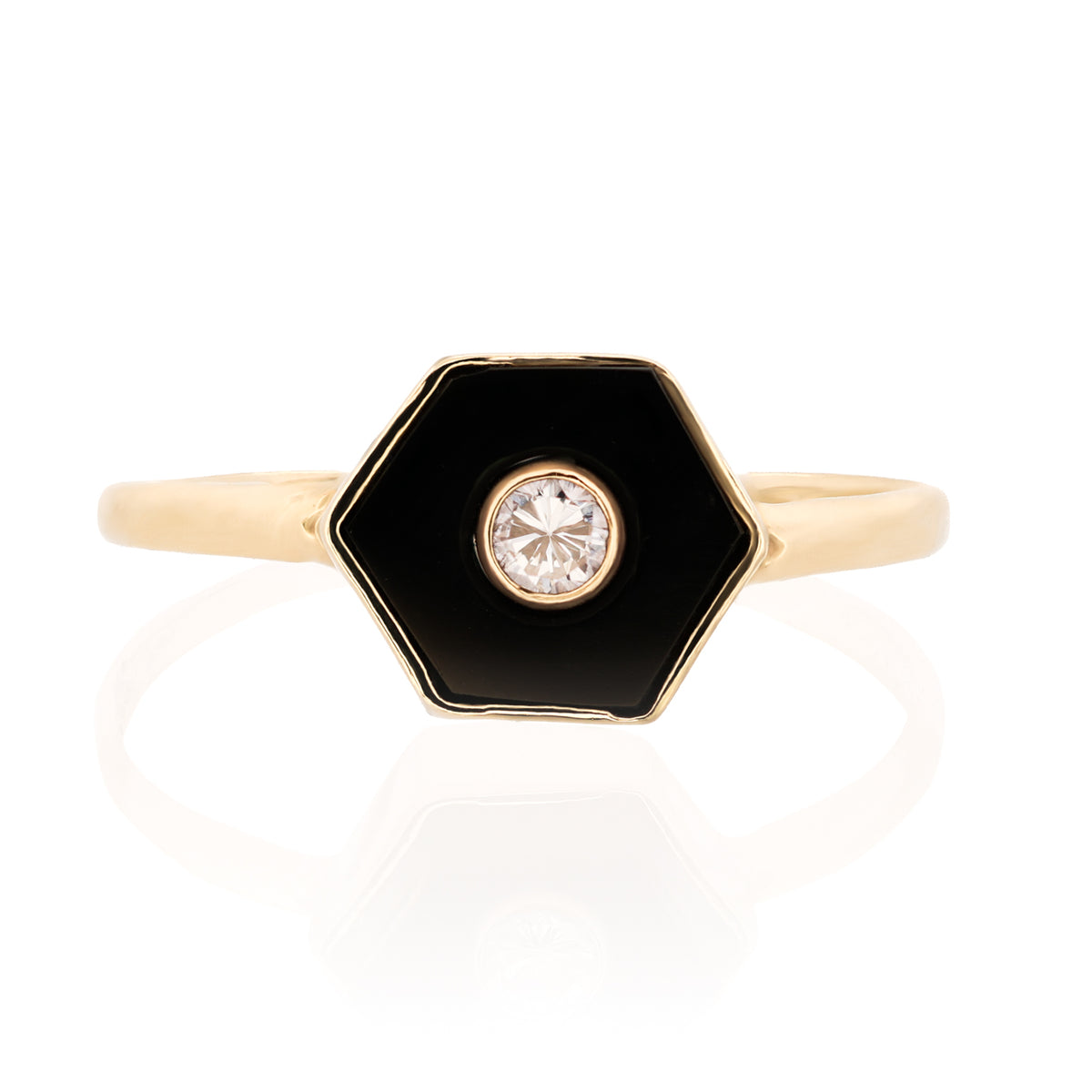 Diamond Hex Onyx Ring