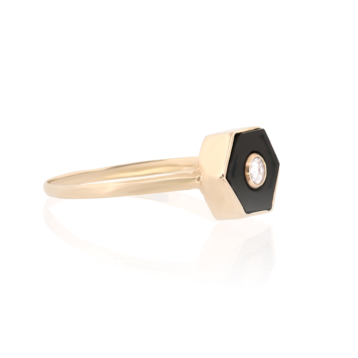 Diamond Hex Onyx Ring