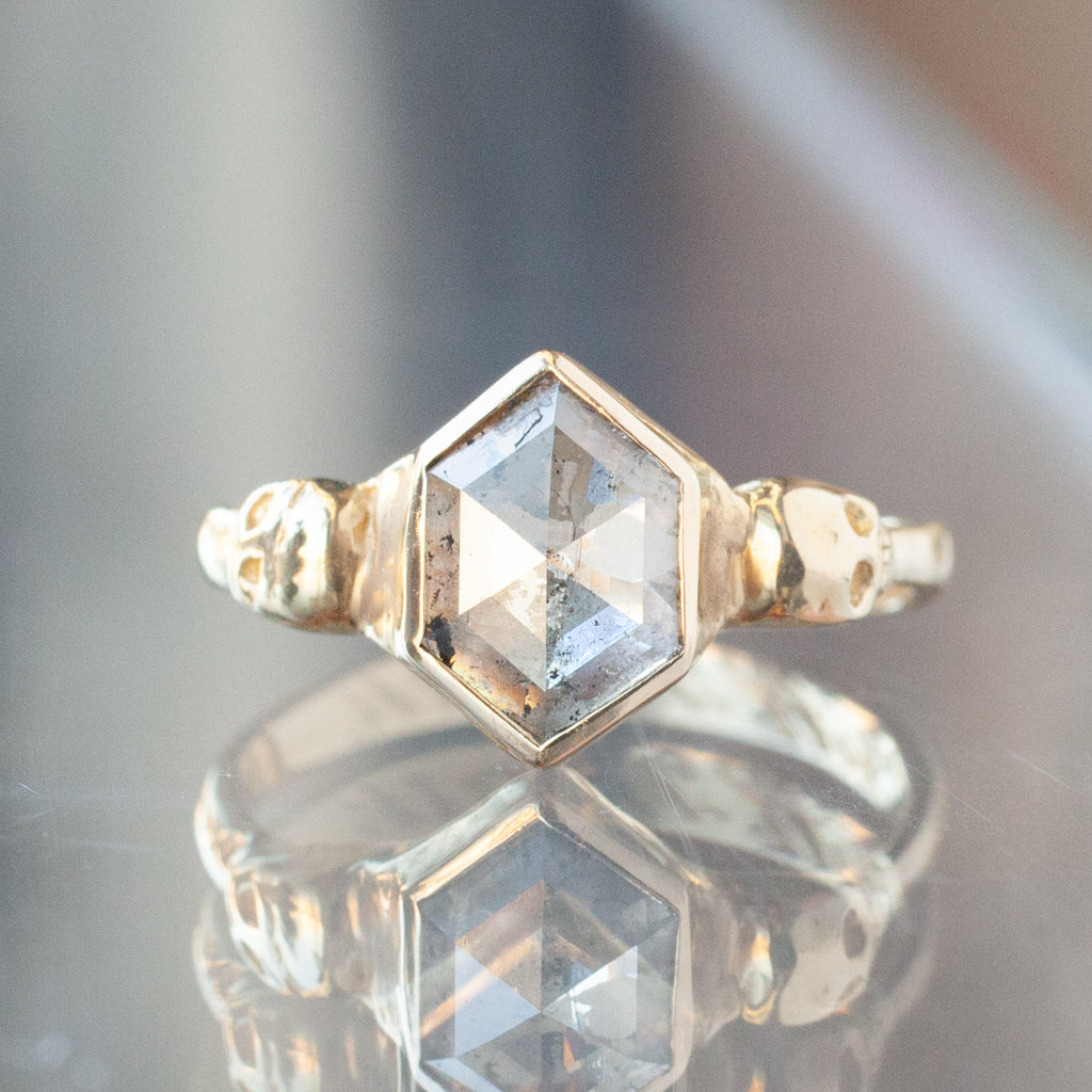 Hex Skulls Ring - Salt & Pepper Diamond (1.3ct)