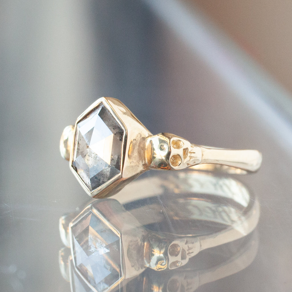 Hex Skulls Ring - Salt & Pepper Diamond (1.3ct)
