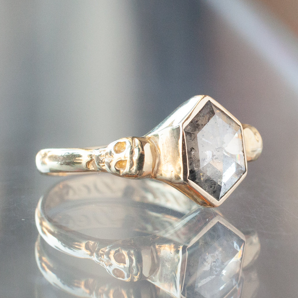 Hex Skulls Ring - Salt & Pepper Diamond (1.3ct)