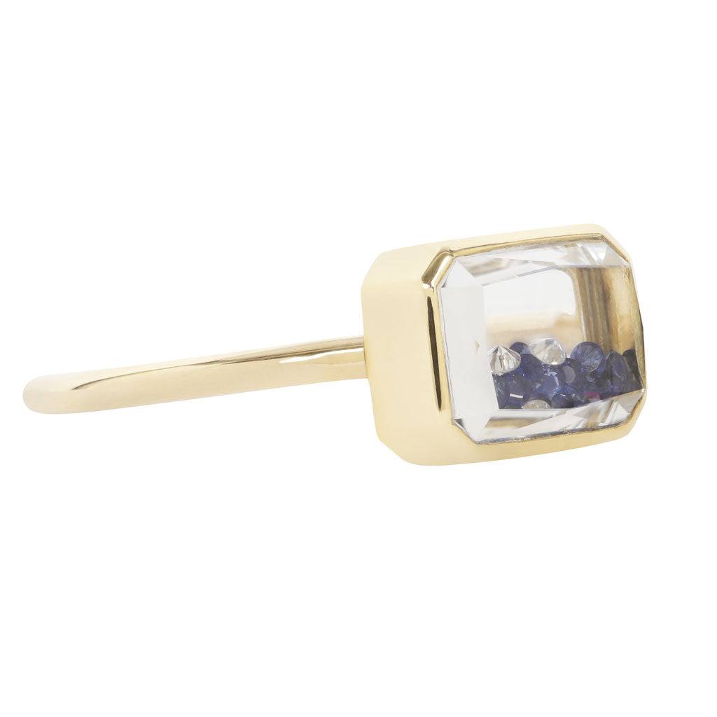 Blue Sapphire Esmeralda Shaker Ring