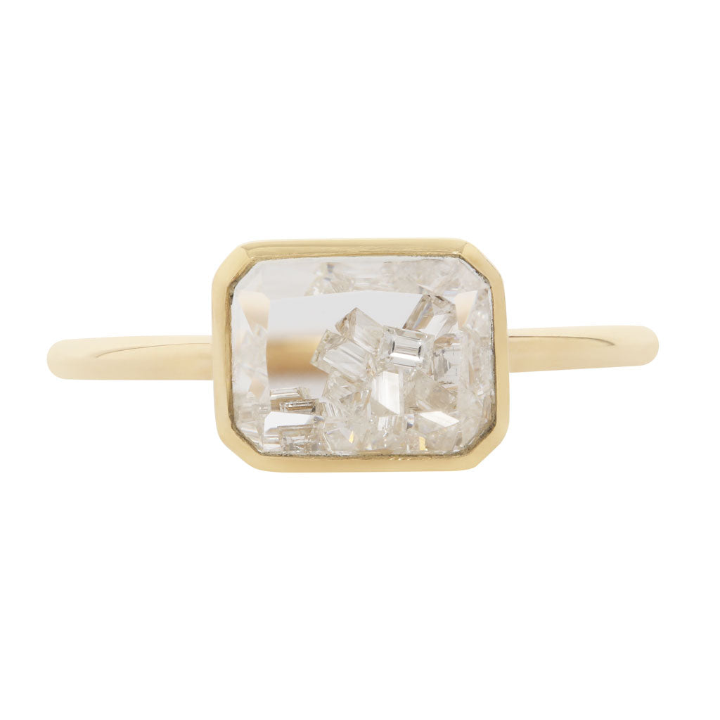 White Diamond Esmeralda Shaker Ring