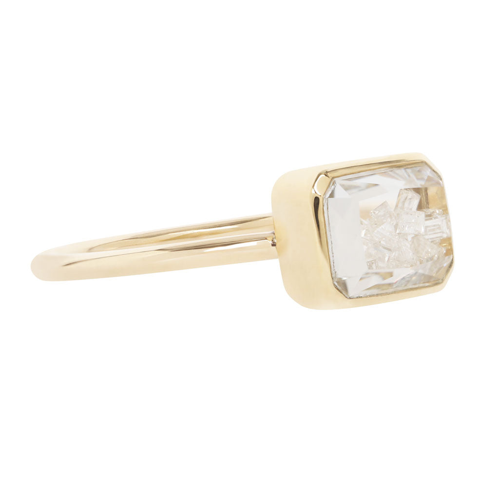 White Diamond Esmeralda Shaker Ring