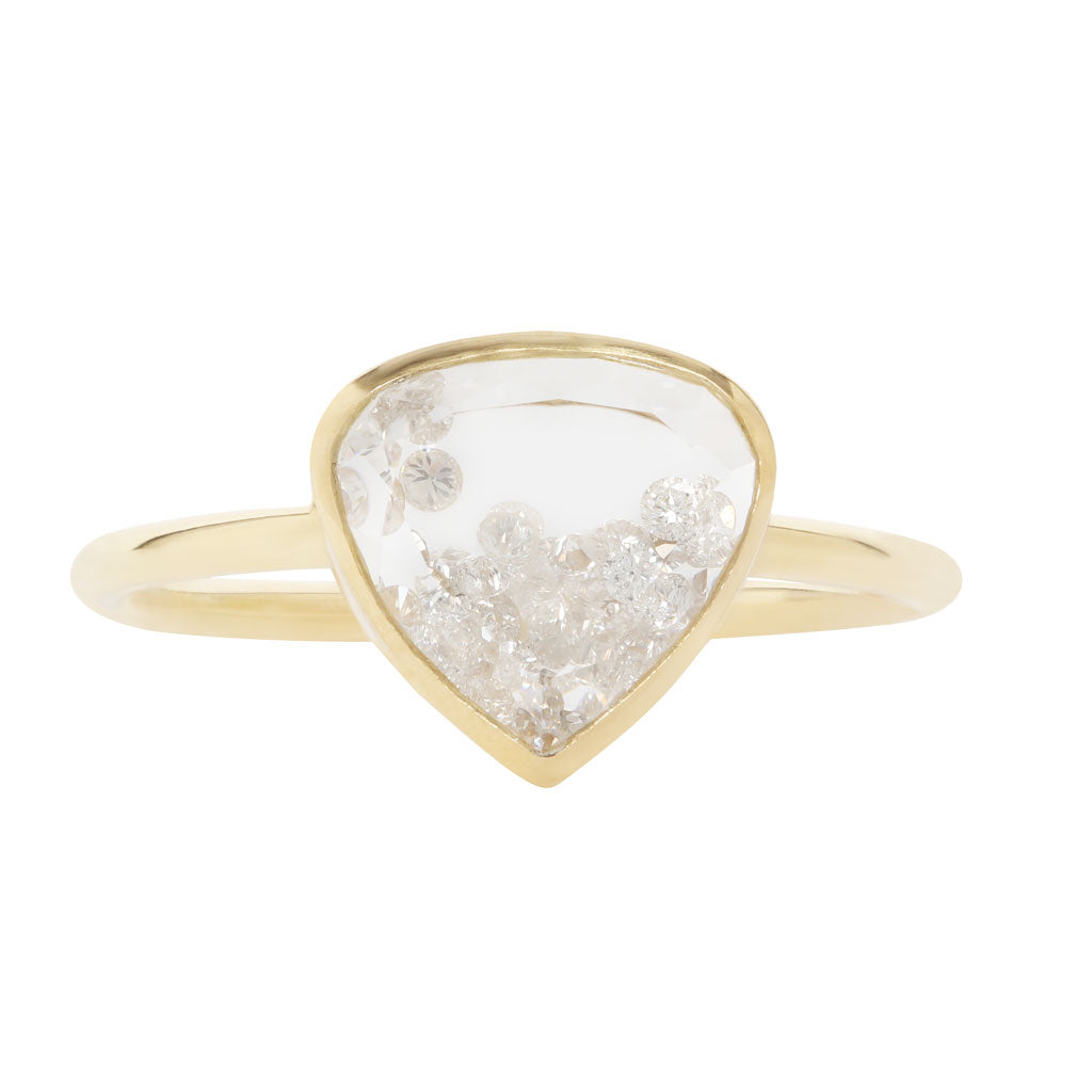 White Diamond Naipe Heartish Shaker Ring