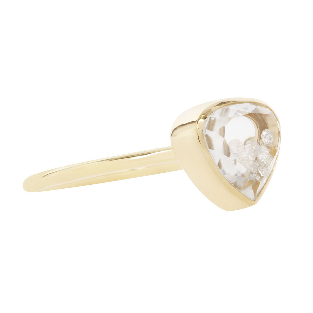 White Diamond Naipe Heartish Shaker Ring