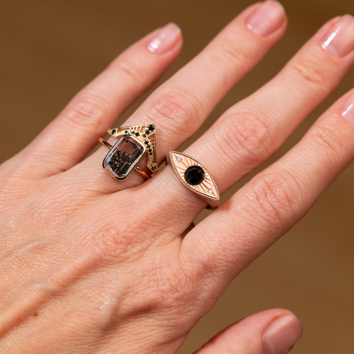 Petite Brilliant Third Eye Ring - Black Diamond (~0.5ct)