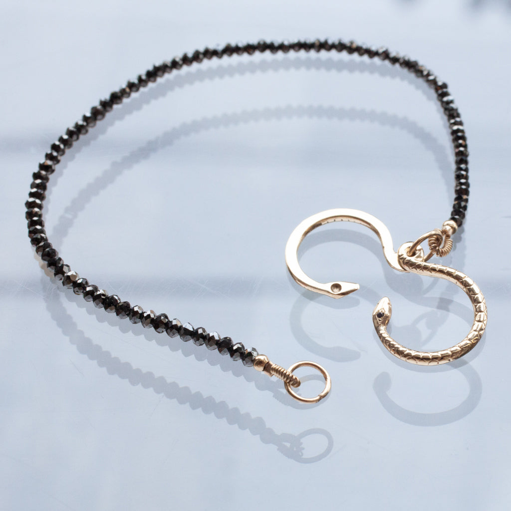 Snake Clasp Black Diamond Bracelet