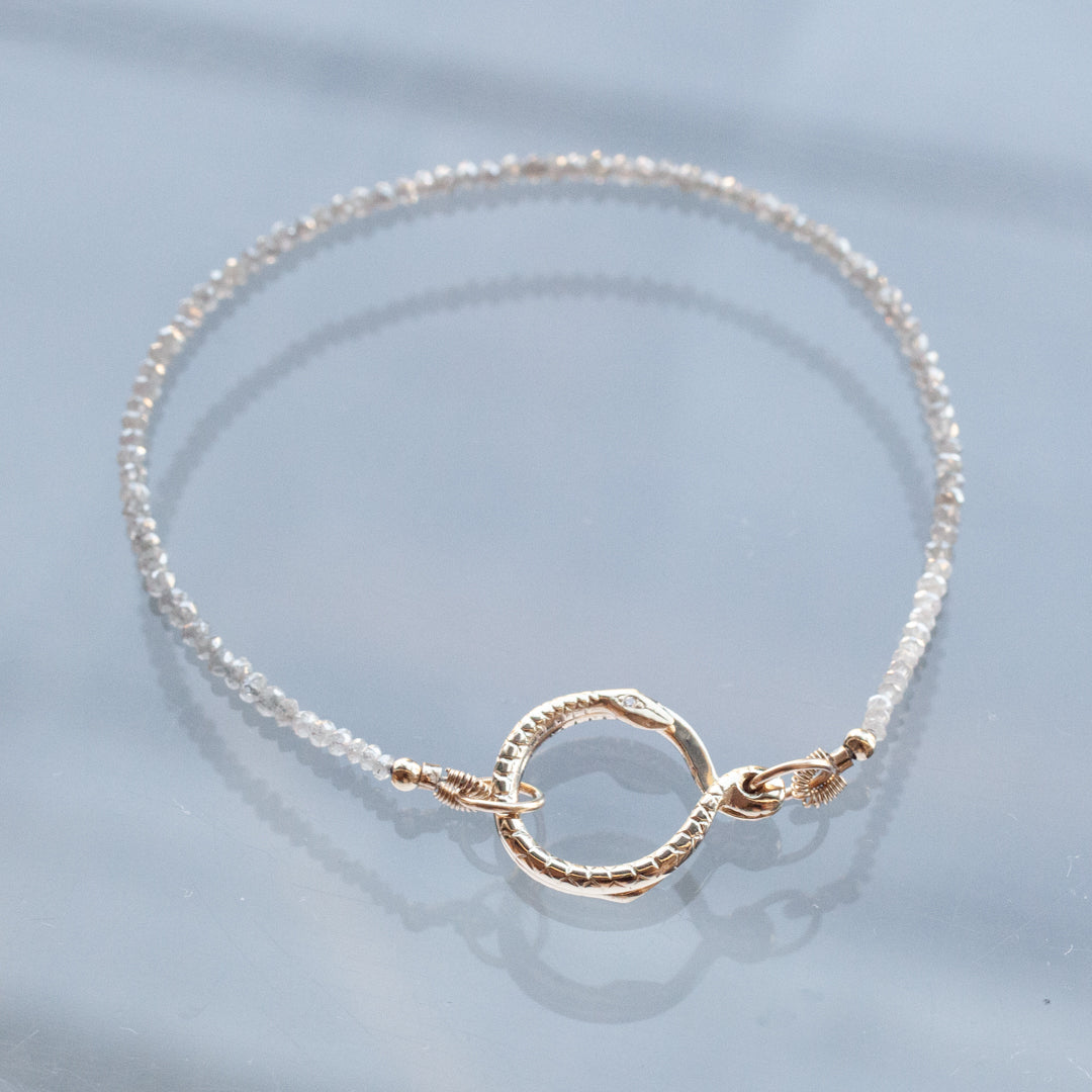 Snake Clasp Grey Diamond Bracelet