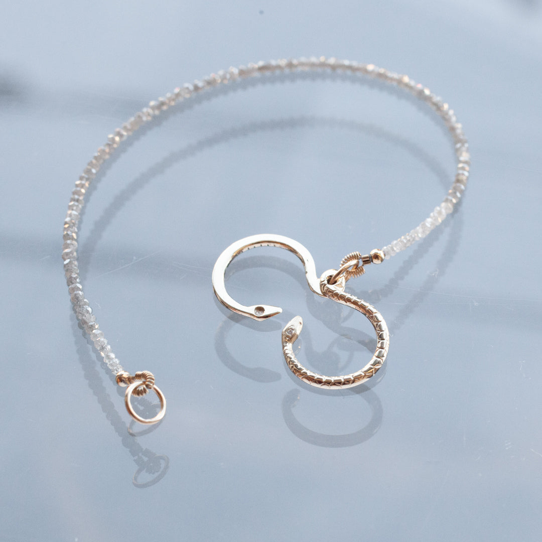 Snake Clasp Grey Diamond Bracelet