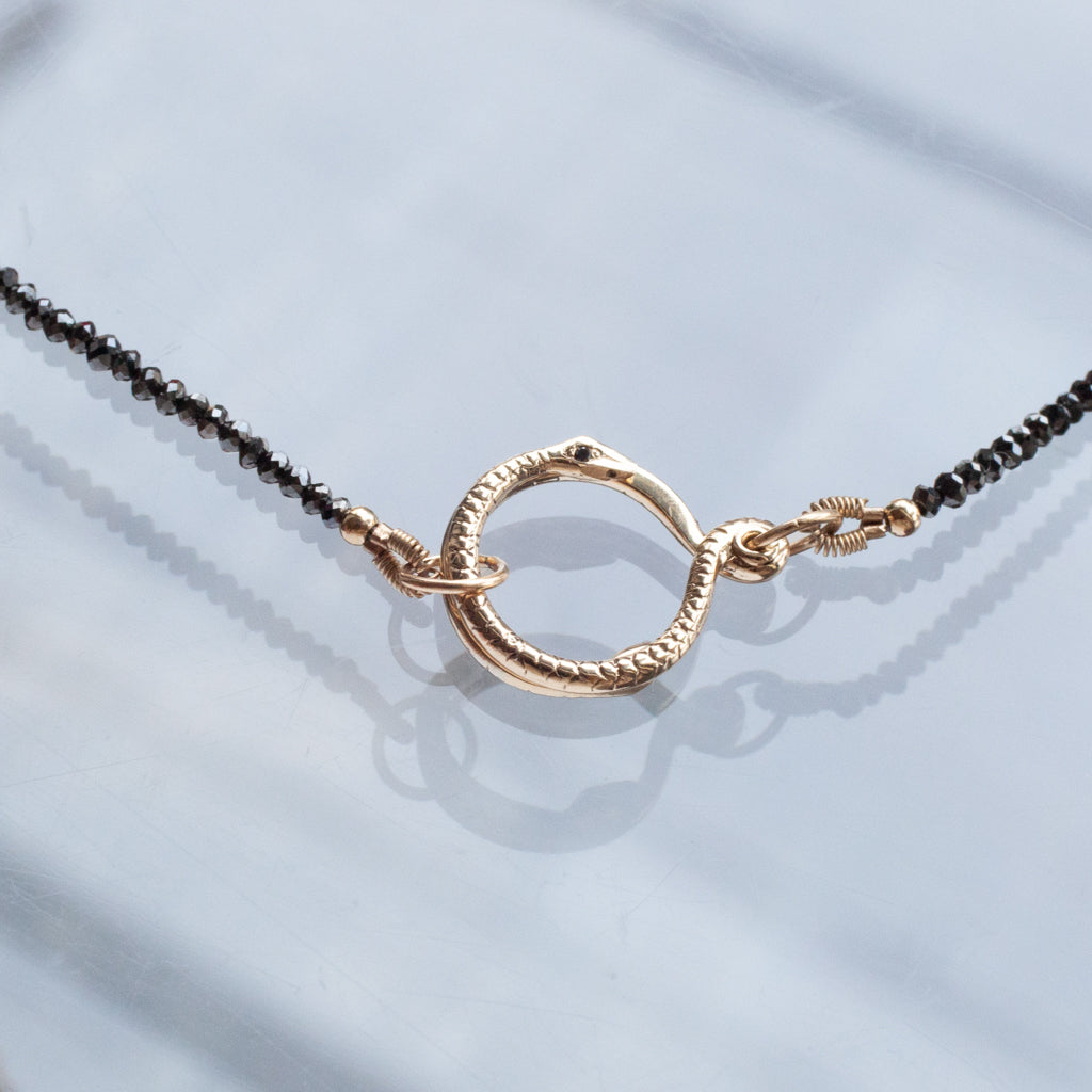 Snake Clasp Black Diamond Necklace