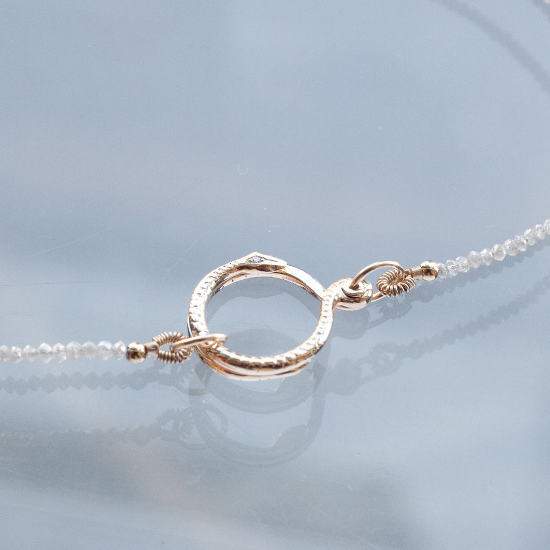 Snake Clasp Icy White Diamond Necklace