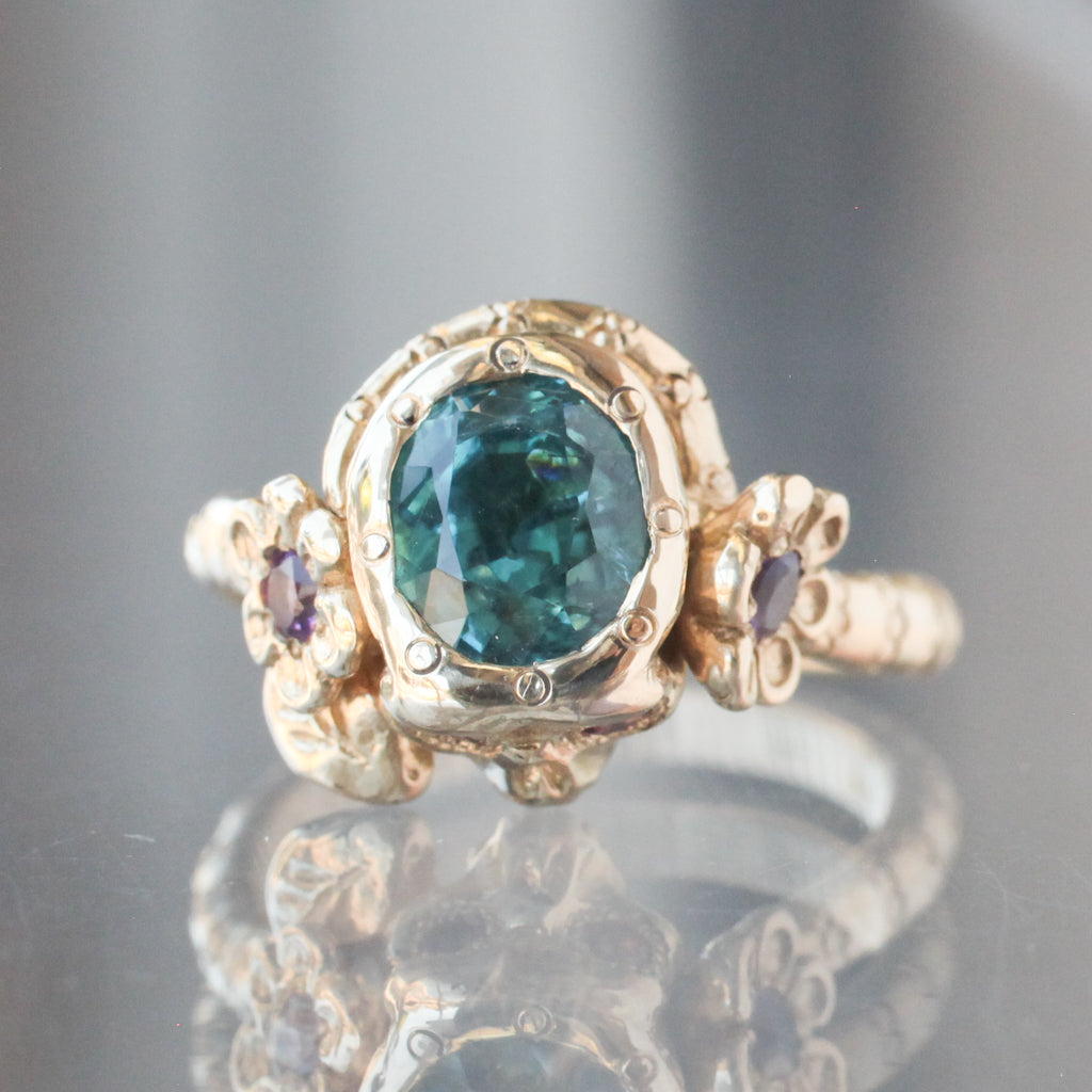 Indicolite Tourmaline Nozarashi Skull Ring