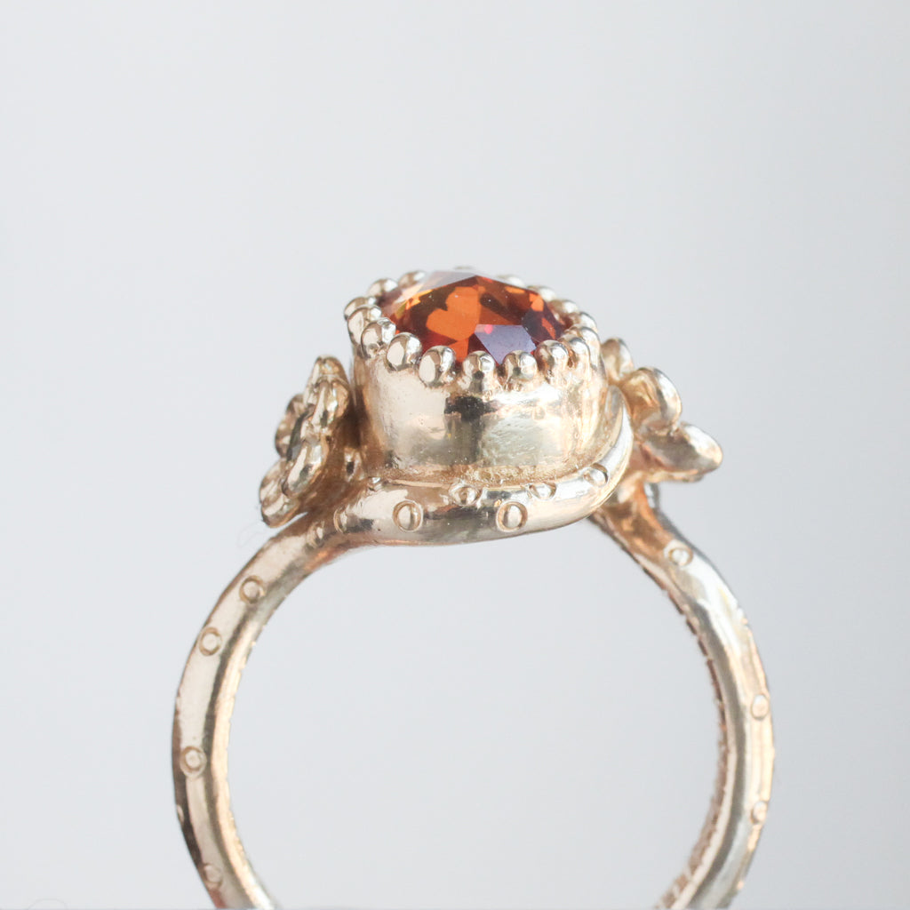 Orange Sapphire Nozarashi Skull Ring