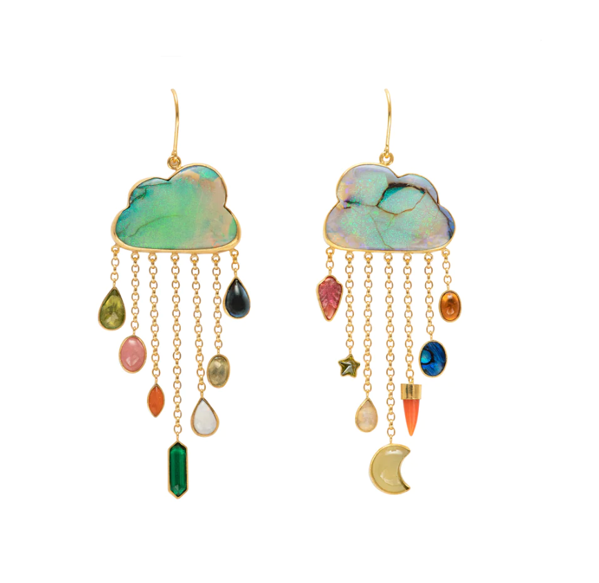 Cloud and Rain Earrings - Opal