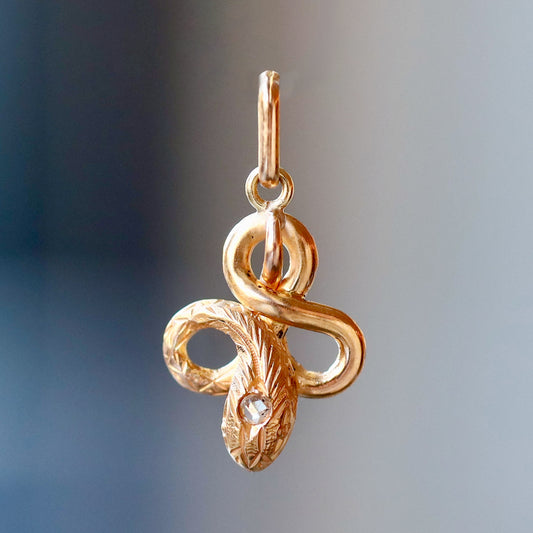 Antique Rose Cut Diamond Snake Charm