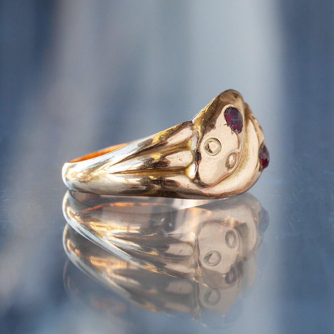 Vintage Garnet Twin Snakes Ring