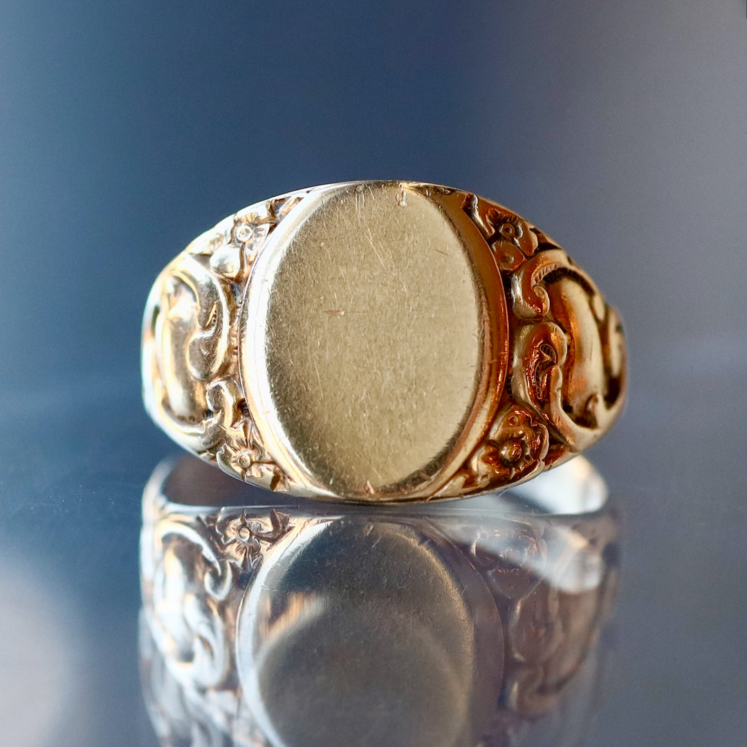 Vintage Floral Scrollwork Signet Ring