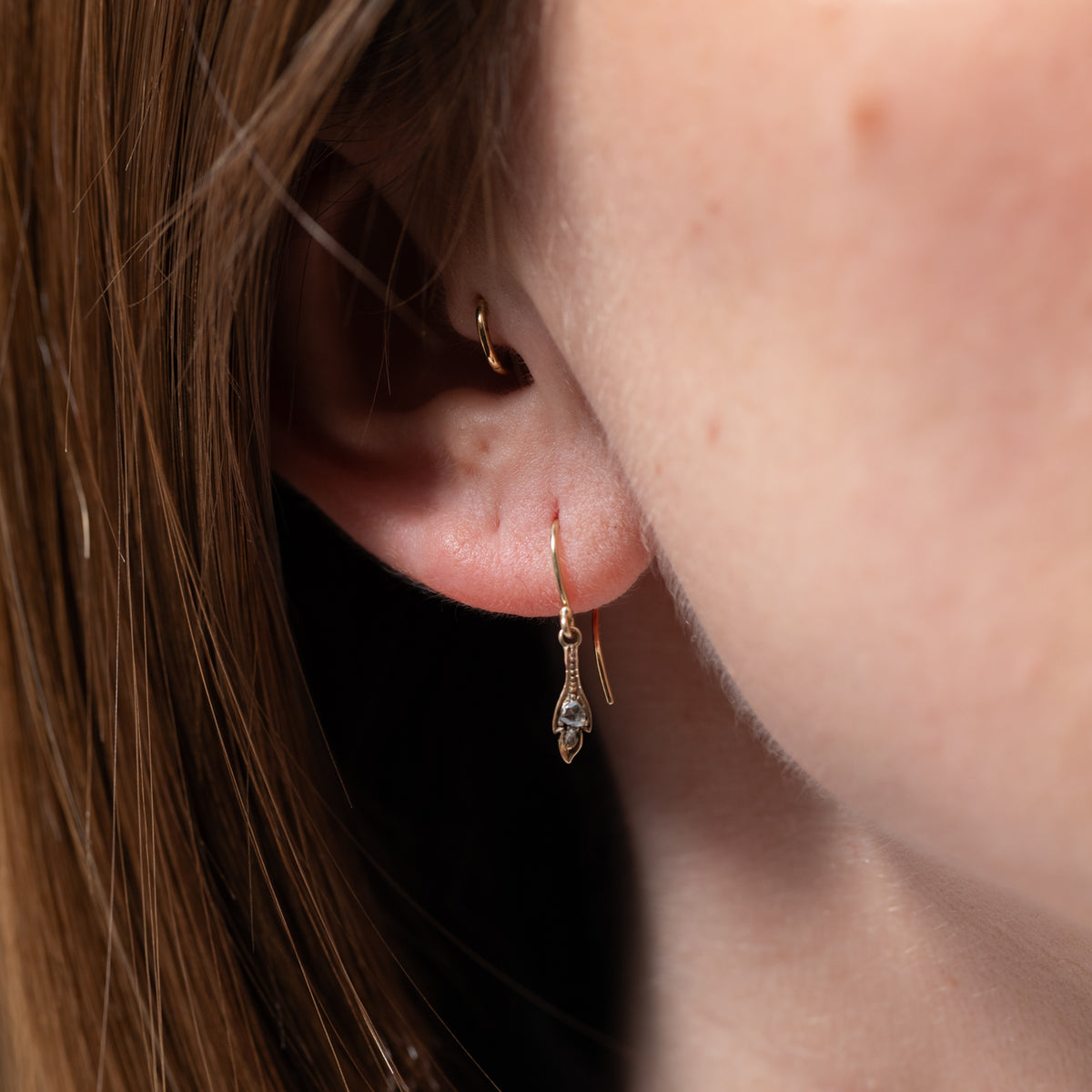 Antique Diamond Leaf Drop Earrings