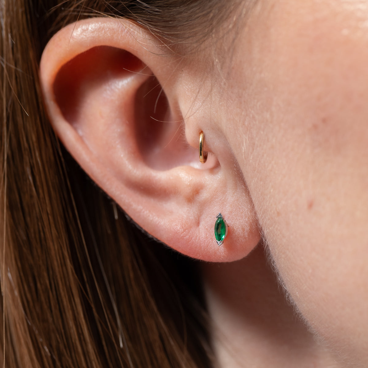Vintage Marquise Emerald Earrings