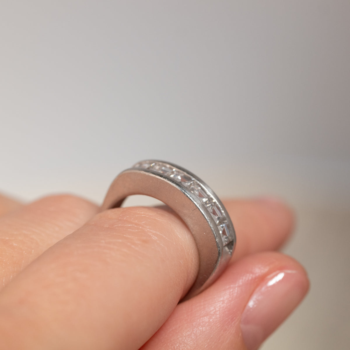 Vintage Platinum Channel Set Diamonds Ring