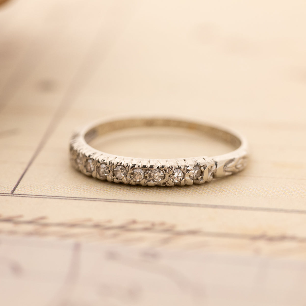 Vintage Engraved Diamond Band