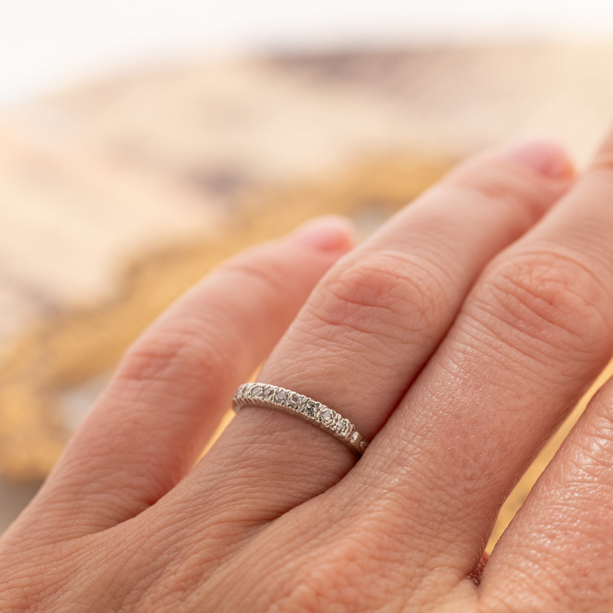Vintage Engraved Diamond Band