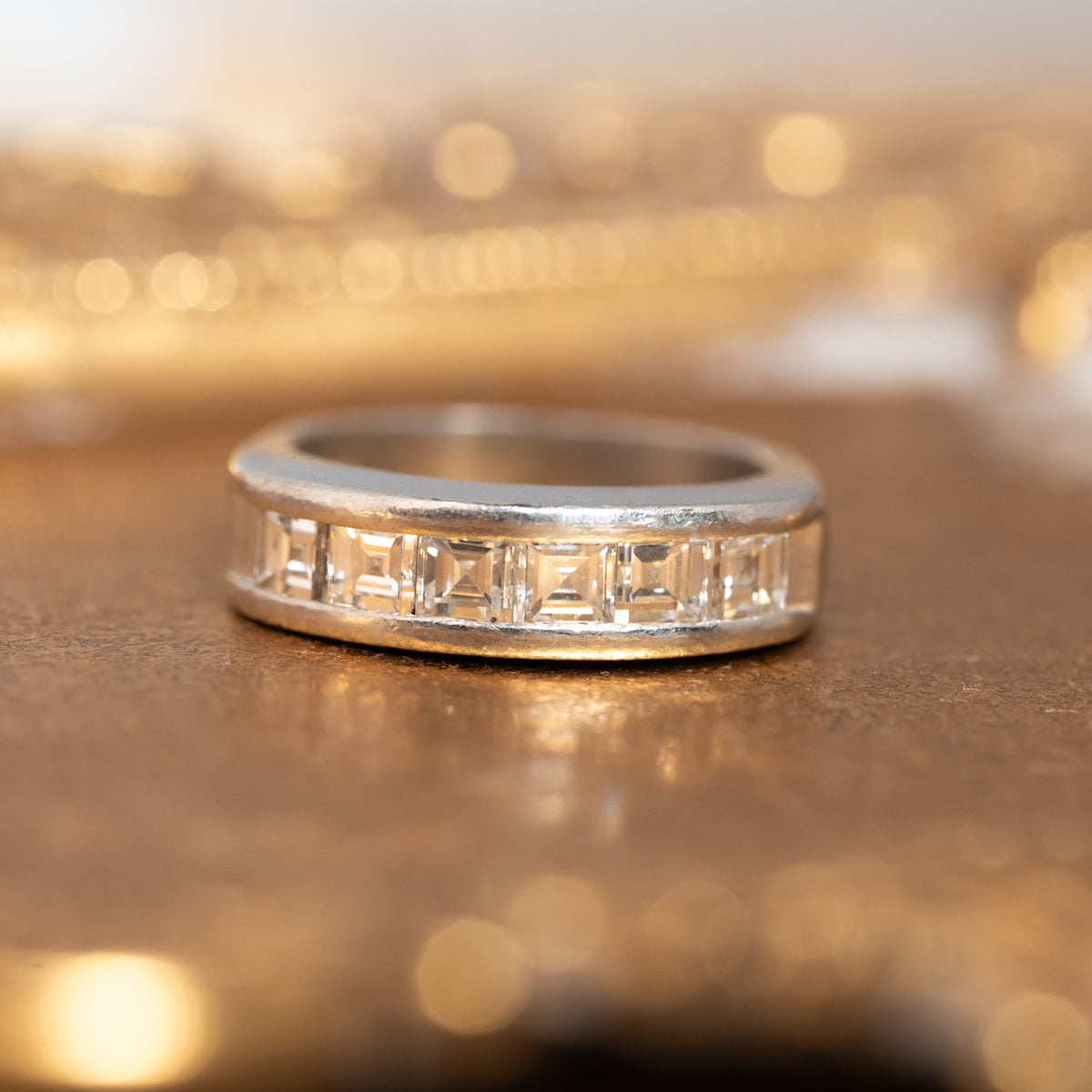Vintage Platinum Channel Set Diamonds Ring