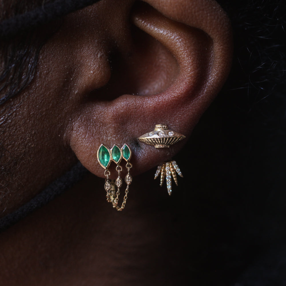 Three Marquise Emerald Eyes Earring