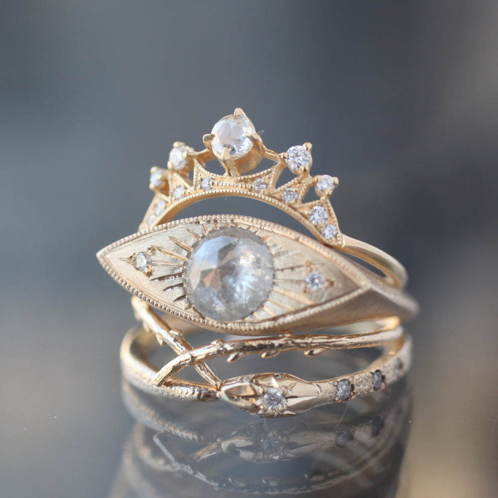 Third Eye Ring - Salt & Pepper Diamond