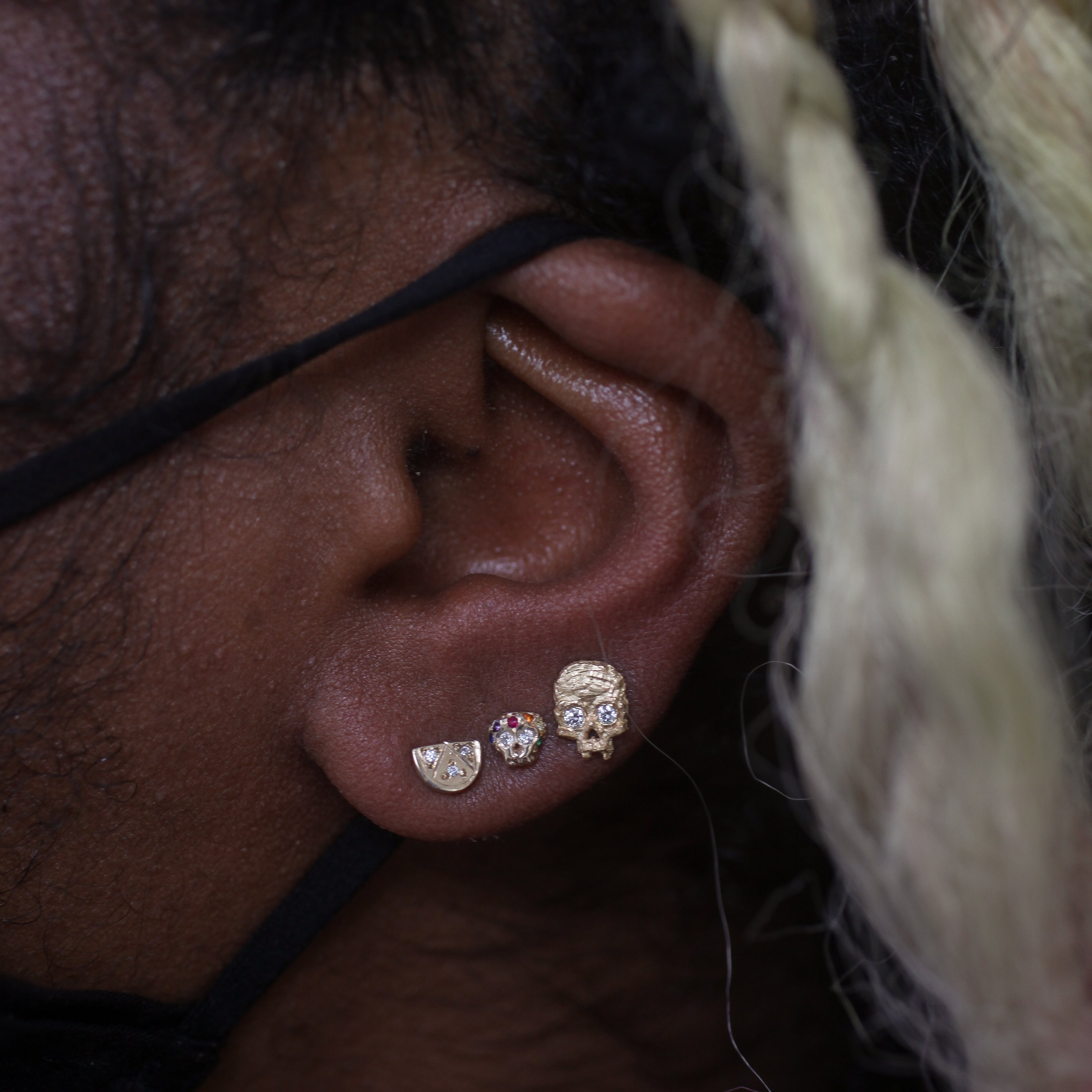 Cubist Skull Stud