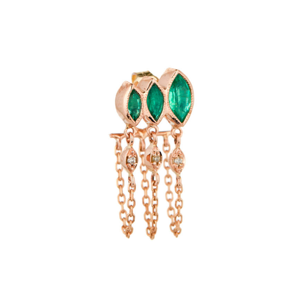 Three Marquise Emerald Eyes Earring