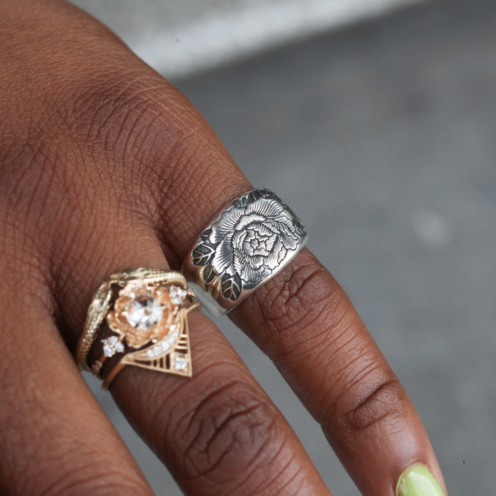 Peony Signet Ring