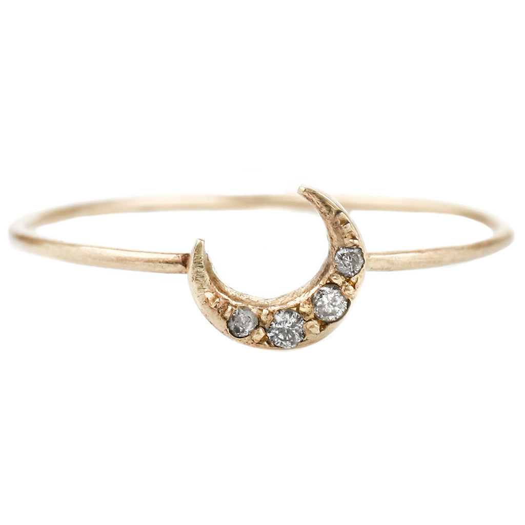 Diamond Moon 14k Gold Ring Fiat Lux