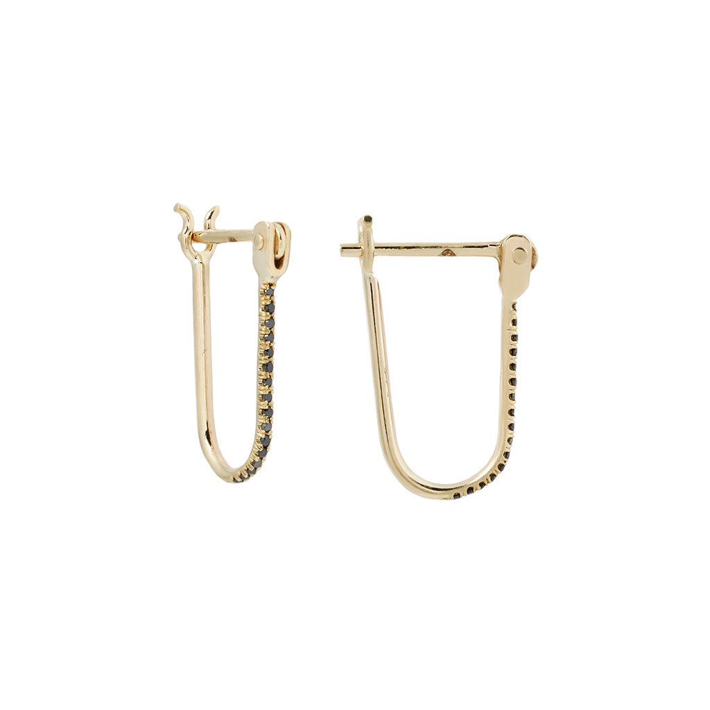 Half Latch Hoop - Black Diamond