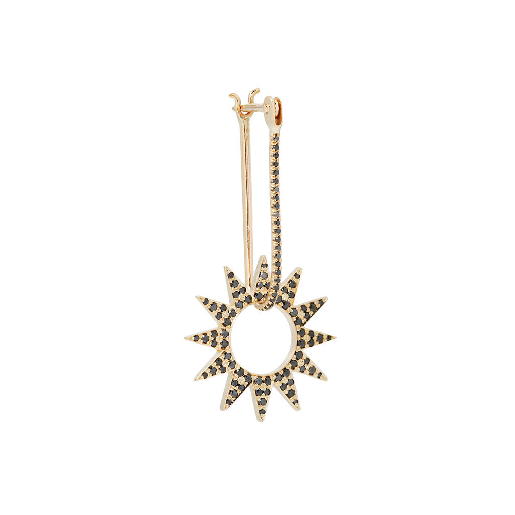 Long Latch Hoop - Black Diamond