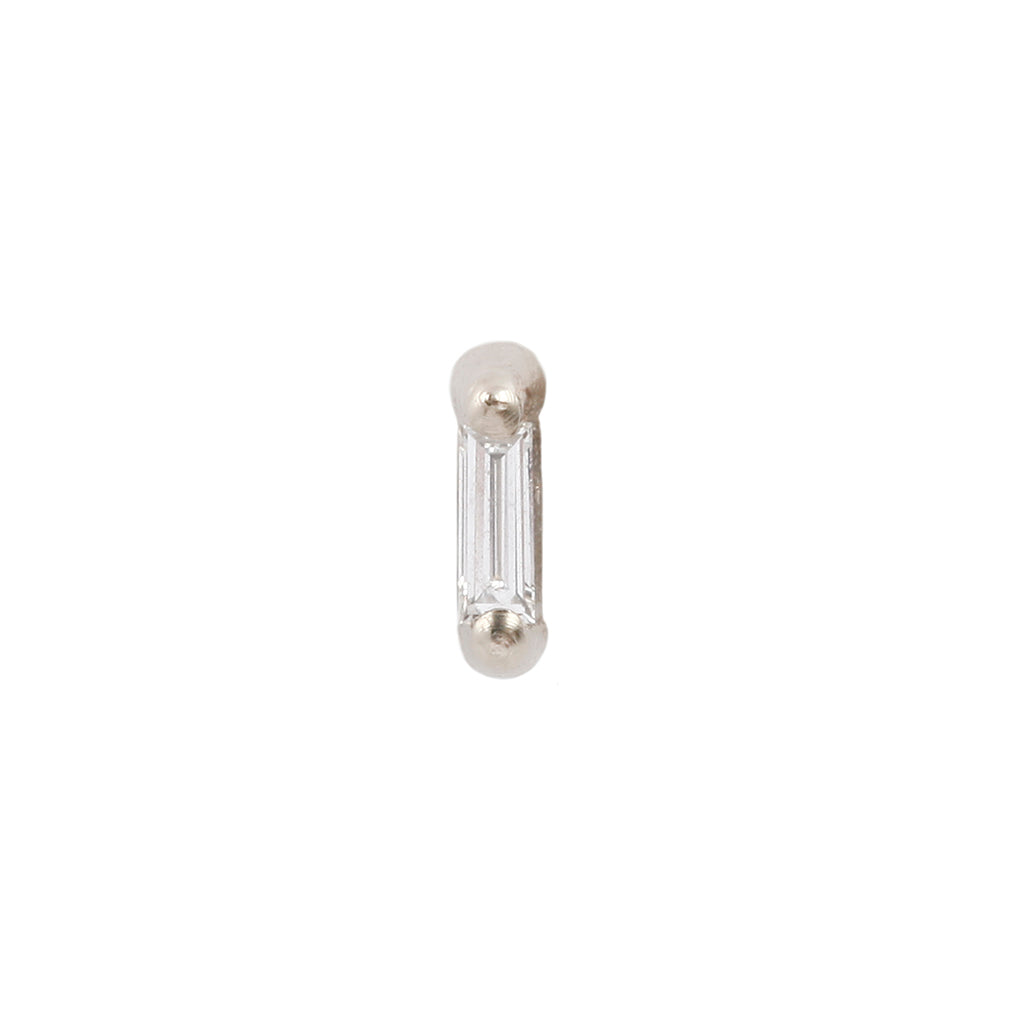 Tiny baguette stud in 14k gold