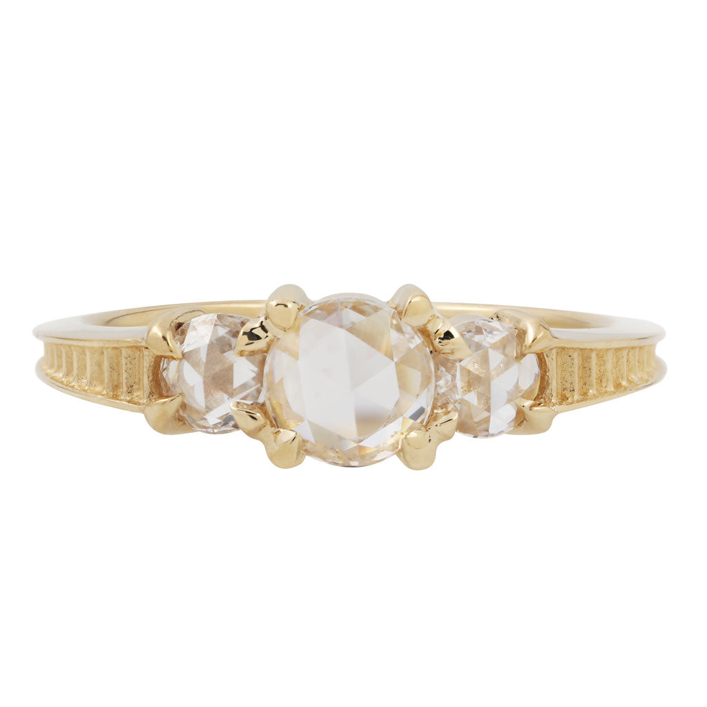 Classic Temple Ring - White Round Diamond