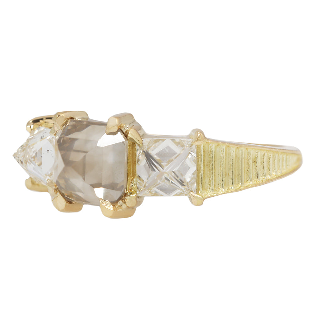 Grande Temple Ring - Inverted Emerald Cut Diamond