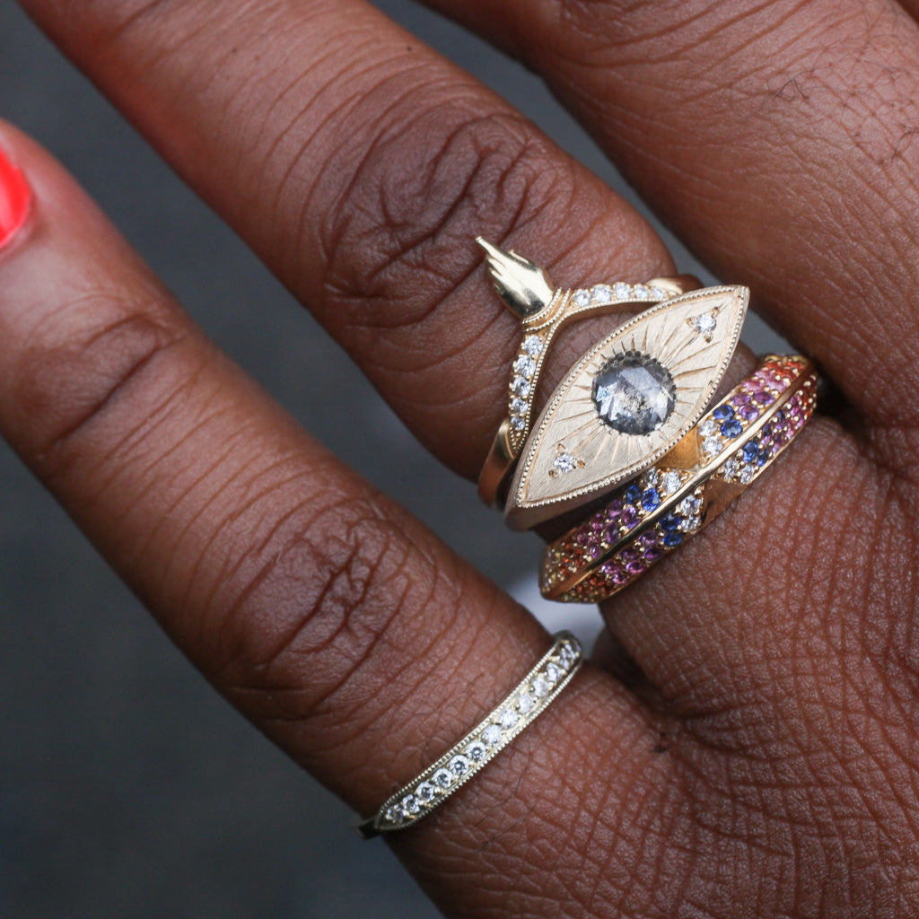 Third Eye Ring - Salt & Pepper Diamond