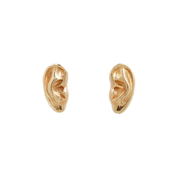 Aural Ear Flat Back Gold Stud Earrings – Fiat Lux